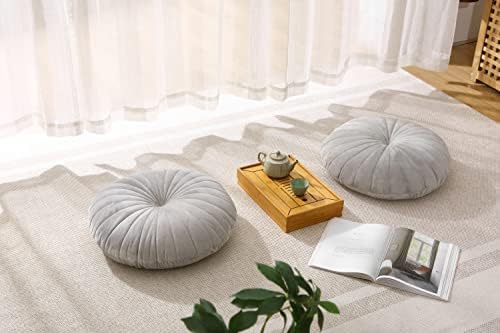 Molynnchic Floor Pillow Coussin de Méditation Rond et Grand Coussin de Sol, en Velours Épais, versez le yoga, salon, balcon, extérieur, tatami, 40 cm, Gris - Image 5