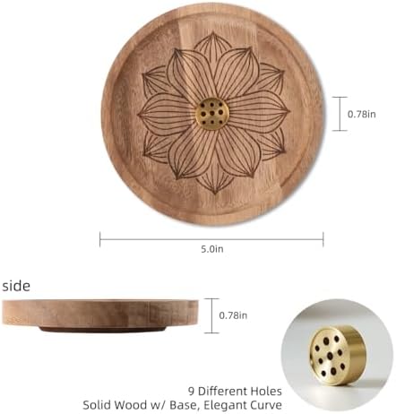 Porte-Encens Lotus en Bois, Porte Encens, Porte-Encens Lotus en Noyer, Porte Encens AVEC ATTRAPE CENRES, pour la décoration Interieure, La Méditation et le Yoga - Image 3