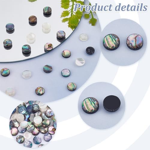 Ph Pandahall 90pcs 3 Couleurs Imitation Coquille d'Ormeau Cabochons, Cabochons à Dos Plat de 8 mm Demi-ronds Dôme en Acrylique Embelloss - Image 4