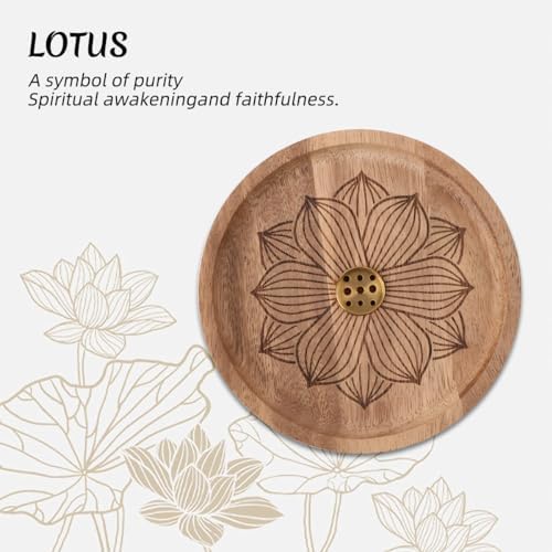 Porte-Encens Lotus en Bois, Porte Encens, Porte-Encens Lotus en Noyer, Porte Encens AVEC ATTRAPE CENRES, pour la décoration Interieure, La Méditation et le Yoga - Image 6