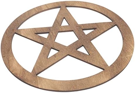 Cabilock Tuile D'autel en Bois sculpture de pentacle style vintage Décoration d'Intérie
