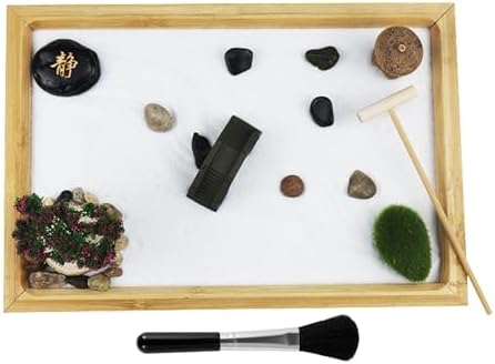 Plateau de Sable de Méditation de Jardin Zen de table, bac à sable décoratif, outil de méditation de Bureau de Jardin de style Japonais, Plateau de Sable De relaxation, Décoration de Bureau à Dom - Image 9