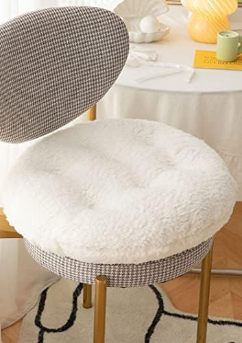 Smiupin Coussin de chaise confortable en laine d'Agneau, Coussin de Sieège de Chaise Doux et Pelucheux, Coussin de Siège pour la méditation à la Maison et au Bureau (35cm, Rond-Blanc)