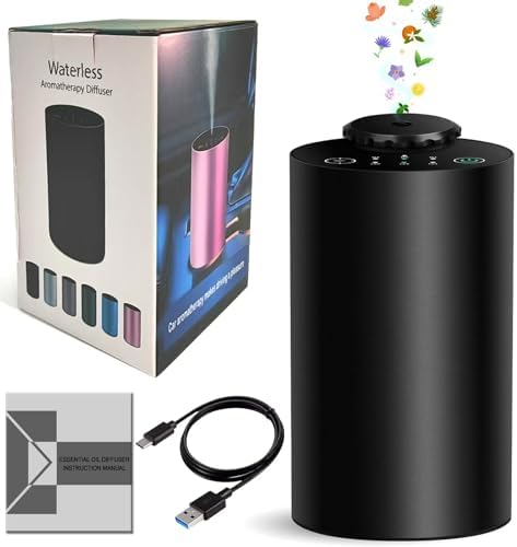 Diffuseur sans eau pour les huiles Essentielles, battant la batterie ， la technologie des ultrasons, le diffuseur de voitures, l'alliage en aluminium noir - Image 9