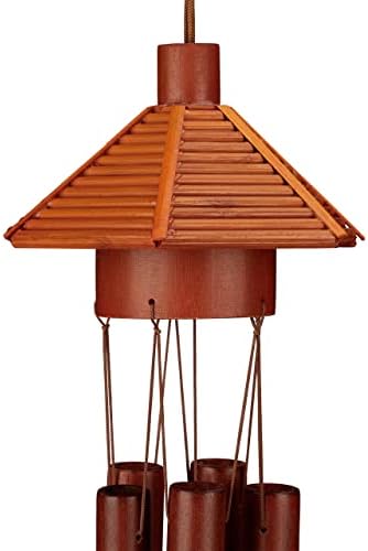 RELOSTDAYS Carillon à Vent en Bambou, Rappelle Les Petites Cabanes, HLP 62x11,5x13 cm, verse Interieur & Extrerieur, Marron - Image 7