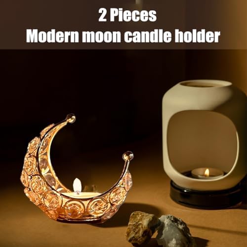Photophore Bougie Moon bougeoir Doré Bougeoir Decoratif Bougeoir en Métal 2 PIÈCES BOUGEOIR DÉCORATIF DÉCoration Orientale pour la décoration - Image 2