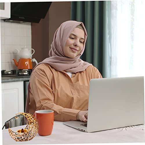 Bougeoir en Métal pour le Ramadan - Bougeoir en Forme de Lune - Décoration de Table - Doré - Image 6