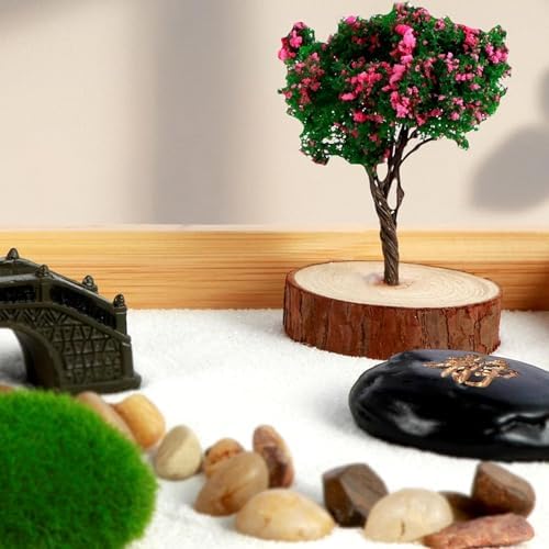 Plateau de Sable de Méditation de Jardin Zen de table, bac à sable décoratif, outil de méditation de Bureau de Jardin de style Japonais, Plateau de Sable De relaxation, Décoration de Bureau à Dom - Image 6