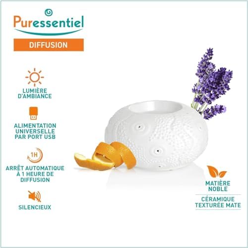 PURESSENTIEL - NOUVEAU DIFFUSEUR HUILES Essentielles chaleur Douce Calvi - Thermique de régulation - Diffuseur Céramique - Lumière d'Ambiance - Silencieux - Arête Automatique - Image 2
