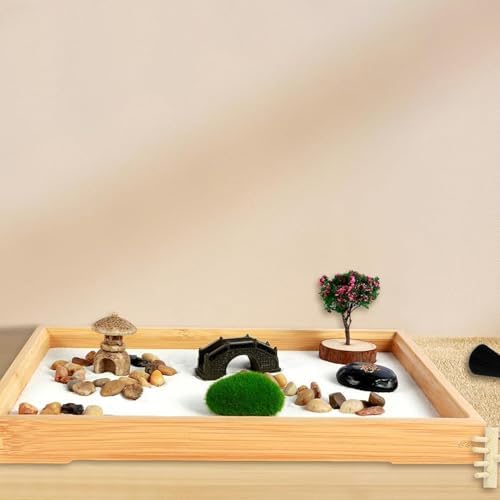 Plateau de Sable de Méditation de Jardin Zen de table, bac à sable décoratif, outil de méditation de Bureau de Jardin de style Japonais, Plateau de Sable De relaxation, Décoration de Bureau à Dom - Image 2