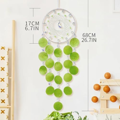 Carillon à Vent Artisanal Avec de Beaux Coquillages et apaisant pour les Cristaux (Vert) - Image 6