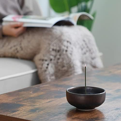 Asayu Japan Porte Encens Zen en Céramique Avec Brûeur d'Encens en Lauton pour Bâts, Récupérarator de Cendres Fabrique au Japon, Couleur - Image 2