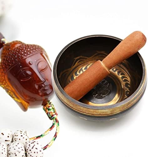 Exqline bol chantant tibétain avec artisanal coussin et mailet, couler yoga méditation prière relaxation soulagement de stress et anxiÉté guérison par le chakra, décoration de Maison, cameau exquis - Image 6