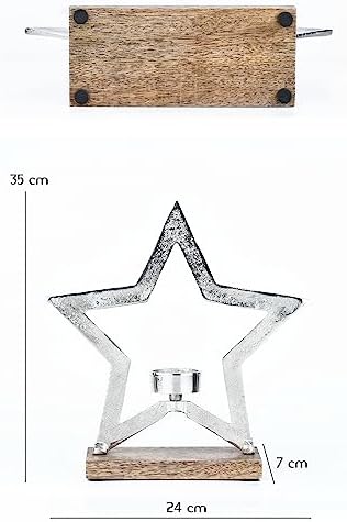 Marrakech Photophore décoratif xxl en forme d'hétoile 25 cm - objet décoratif star 1 commission décoration de table - argente - Image 4