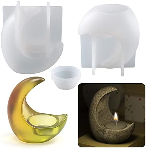 Culasign Bougeoir en Silicone - Bougeoir en Forme de Lune - Moule en Silicone pour bouge