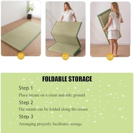 Tapis de Sol Japonais portable pour la méditation et yoga vert 90 x 200 x 3,5 cm - Image 7