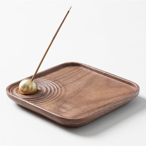 Seedwave Magnétique Porte Encens Baton, angle de support réglable Encens en Bois de Noyer, Brûleur d'Encens Ondulé pour la décoration de la Maison, La Méditation et le Yoga