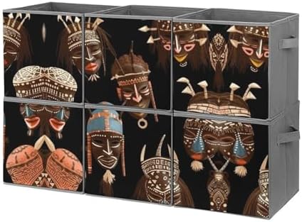 Dwvsfjm lot de 6 bacs de rangement pliables africains rituals ethniques Tribaux avec poignees verser des articles Ménagers - Grand Placard