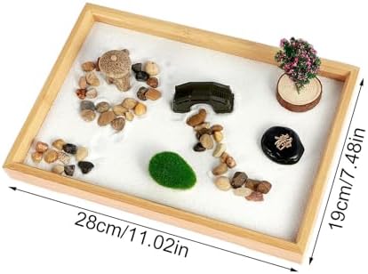 Plateau de Sable de Méditation de Jardin Zen de table, bac à sable décoratif, outil de méditation de Bureau de Jardin de style Japonais, Plateau de Sable De relaxation, Décoration de Bureau à Dom - Image 5