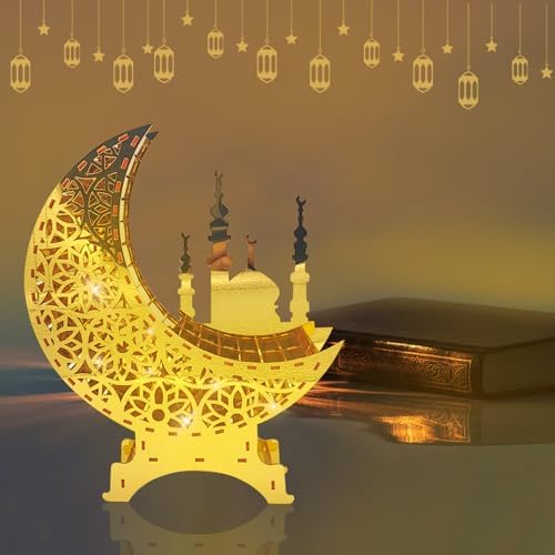 Décoration du Ramadan - Bougeoir Aïd Ramadan Mubarak - Décoration de Table - Lune - Bougeoir Aïd Mubarak - Décoration de table - Ornement Ramadan pour la décoration du Ramadan (C) - Image 5