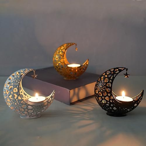 Bougeoir en forme de lune du milieu moderne pour la décoration de Noël ou de mariage - Image 6