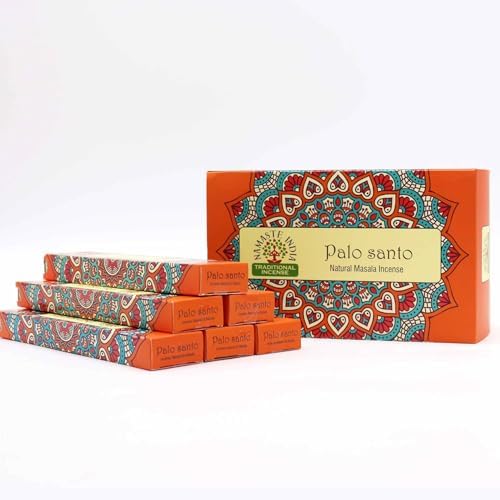 Namaste India Bâtons d'Encens Agarbatti Pack de 12-240 Bâtons au Total - Relaxation Aromatique, Parfum pour la méditation et yoga, Fait à la Main en Inde (Palo Santo)