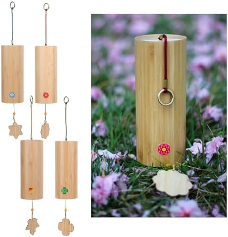 Carillon à Vent en Bambou 4 Pièces, Ensemble de Carillons à Vent Cadg, Carillons de Méditation apaisants émotionnels, Carillons décoratifs exterieurs Suspendus pour Jardin, - Image 8