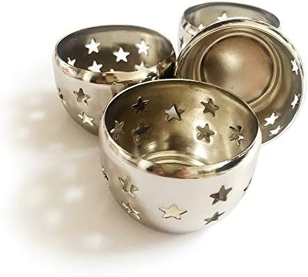 Lot de 4 Photophores et bougeères en acier inoxydable brossé avec un conception étoilé attrayant | Idéal coule toutes les occasions | Jean Patrique - Image 3