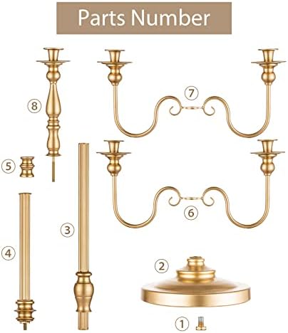 Sziqiqi 124cm bouge ou ou lustre en métal, candélabre à 5 bras porte-bouge - Image 6