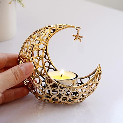 Bougeoir en Métal Lune Dorée, lustre romantique moderne anti-stress, Candélabre en Forme de Lune pour chambre à coupe - Image 5