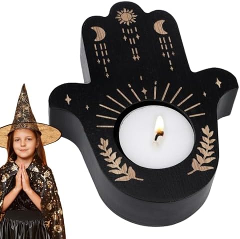 Bougeoirs pour bougies chauffe-plate, bougeères d'Halloween | Chandeliers en Bois de Bougie Chauffe-Plat d'Halloween | Fournitures de Trie Wiccan, Bougeoir Ritual, Décoration de Bureau pour pièce maître - Image 7