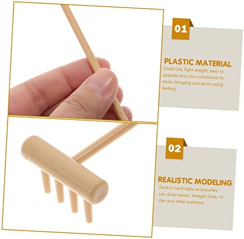 Diyeah lot de 2 mini râteaux de jardin zen pour la gestion payant de bureau 6 pièces x 2 - Image 3