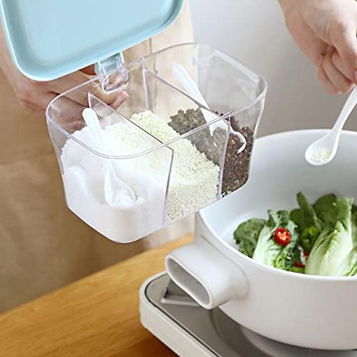 Coffret D'AssaisonSlements RÉCIPIENT DE BOSSAGE D'ASSAISONNEMENT DE QUALIÉ SUPÉRIEURE-RÉCIPIENT DE BOSSAGE POTS À CONDIMENTS-BOîte D'AssaisonNlement en acrylique Avec Couvercle et Cuillère (vert) - Image 3