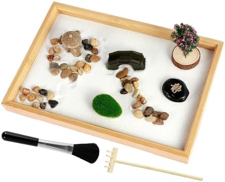 Plateau de Sable de Méditation de Jardin Zen de table, bac à sable décoratif, outil de méditation de Bureau de Jardin de style Japonais, Plateau de Sable De relaxation, Décoration de Bureau à Dom