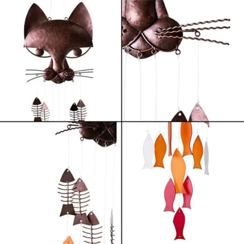 PLOOKYOE CARLON ÉOLIEN EN MÉTAL LET CHAT ET CHAT - CARILLON À VENT VINTAGE EN MÉTAL - MÉLODIE APAISANTE LET JARDIN - Image 4