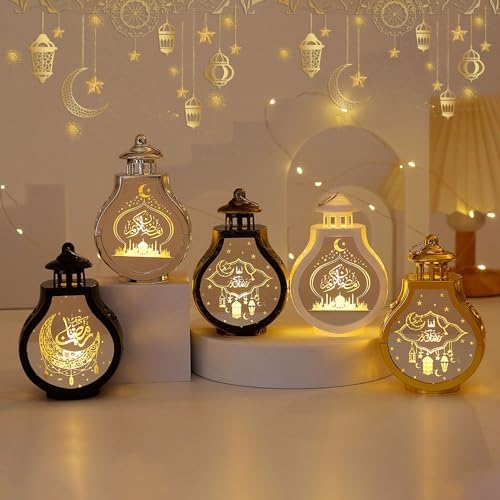 Ornement de Wizoowip de l'Aïd bien Fait, bougie déluminatrice, Étoile, Lune, Lanterne, Lumière Chaude, Lumière DÉCORATIV - Image 2