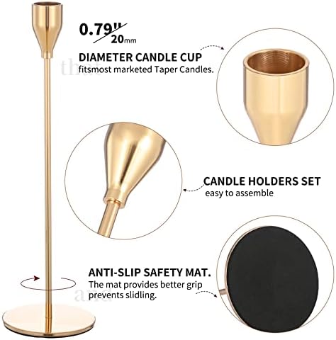 CHANDELIER DE 6 PCS, BOUGEOIR DOÉ CONVIENT AUX BOUGIES ÉPAISSES DE 3/4 POUCES ET BOUGIES LED, BOUGEOIR LET BOUGIE CONIC - Image 2