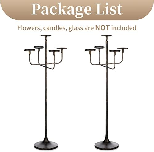 Sziqiqi 122cm bougeères noirs luliers en metal lot de 2, candelabre à 5 bras porte-bougeoir pour bougies - Image 7