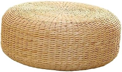F fityle coussin d'assie de style japonais, coussin de méditation fait par la main, coussin d'assis rustique en tatami couler, bureau, 40cm de diamantre - Image 7