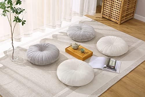 Molynnchic Floor Pillow Coussin de Méditation Rond et Grand Coussin de Sol, en Velours Épais, versez le yoga, salon, balcon, extérieur, tatami, 40 cm, Gris - Image 6