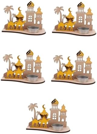 Pretyzoom 5 pièces Chandelier Bougeoir château bougeoir pour le Ramadan bougeères d'Aromathérapie de Lune Bougeoir