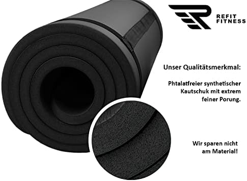 Refit Tapis de Fitness | 1,5 cm | Antidérapant | Protège Les Articulations | Extra Épais et doux | Dimensions 183 cm x 61 cm x 1,5 cm | avec dragonne pratique - Image 3