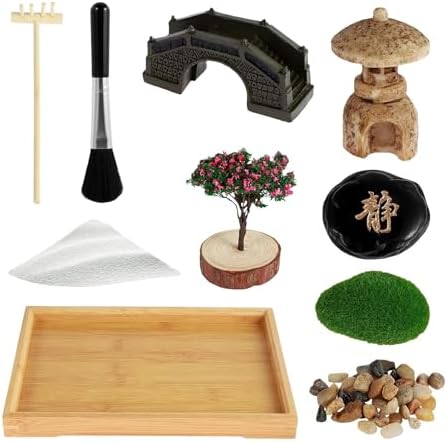 Plateau de Sable de Méditation de Jardin Zen de table, bac à sable décoratif, outil de méditation de Bureau de Jardin de style Japonais, Plateau de Sable De relaxation, Décoration de Bureau à Dom - Image 8