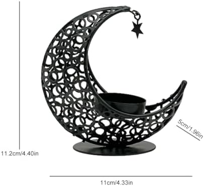 Bougeoir Lune Blanc en Métal Bougeoir Ramadan Lune Creuse Support Bougie Chauffe-Plat Décoration Islamique Ramadan Décoration de Maison Orientale pour la Maison, le Bureau, Le Mariage - Image 3