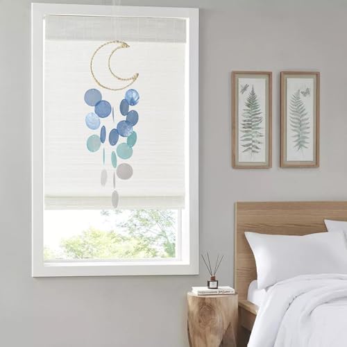 Shells Wind Chime - Blue Shell Wall Decor, Coastal Wind Chimes | Carillons de Venture Suspendus au style Lune, Relaxants de Carillons de Coquille apaisante pour Le Jardin, La Cour, Le Balcon, Le Porche - Image 3