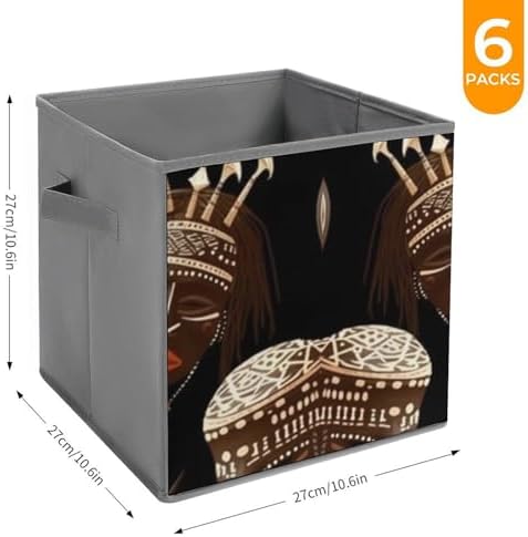 Dwvsfjm lot de 6 bacs de rangement pliables africains rituals ethniques Tribaux avec poignees verser des articles Ménagers - Grand Placard - Image 2