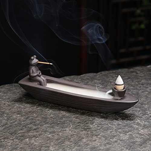 Changwanna Porte Encens Cascade Grenouille - Bateau Brûleur Encens Baton Avec 12 Encens Cone & 45 Agarwood Bâtonnets d'Ences Pour Accessoire De Zen Decoration Salon Fontaine Interieur Yoga Meditation - Image 7