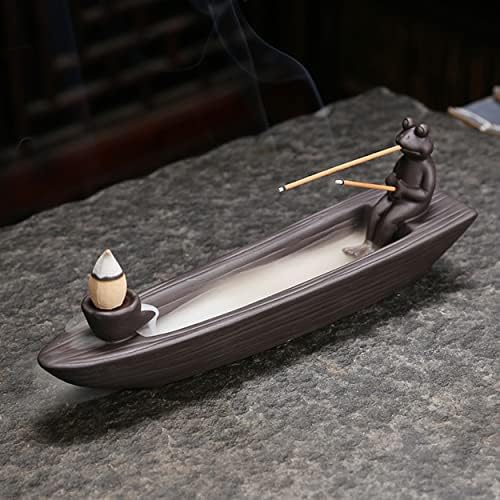 Changwanna Porte Encens Cascade Grenouille - Bateau Brûleur Encens Baton Avec 12 Encens Cone & 45 Agarwood Bâtonnets d'Ences Pour Accessoire De Zen Decoration Salon Fontaine Interieur Yoga Meditation - Image 6
