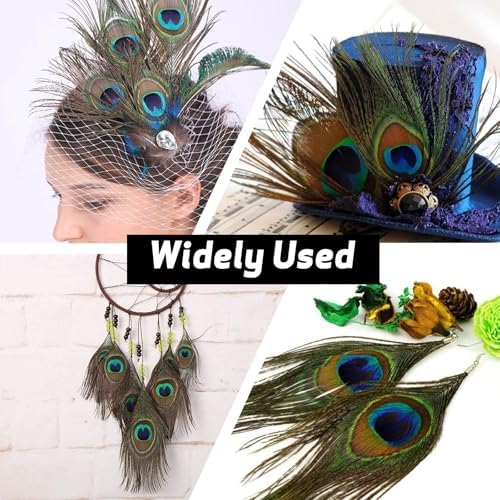 Aweisile 20 pièces panaches de paon 25-30 cm panache de paon Décoration panache de paon longue panaches loisirs créatifs jolies panaches couler les yeux couler diy chapeaux fête costume de mascarade accessoires - Image 6
