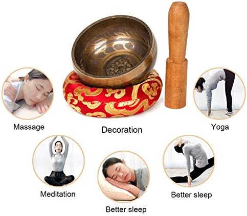 Byou bol chantant Tibétain, 9,5 cm Méditation Bol Avec Manche en Bois - Petit Coussin pour la méditation guérison - Image 2